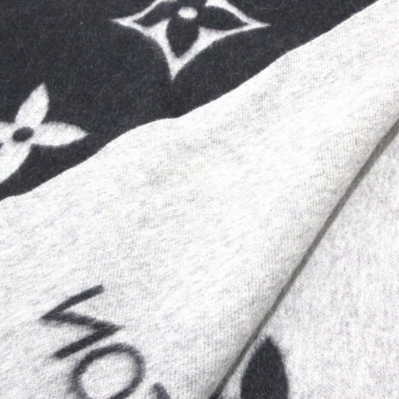 LOUIS VUITTON Echarpe Reykjavik M71040 Noir CM1220 Scarf 100 Cashmere - Picture 5 of 5